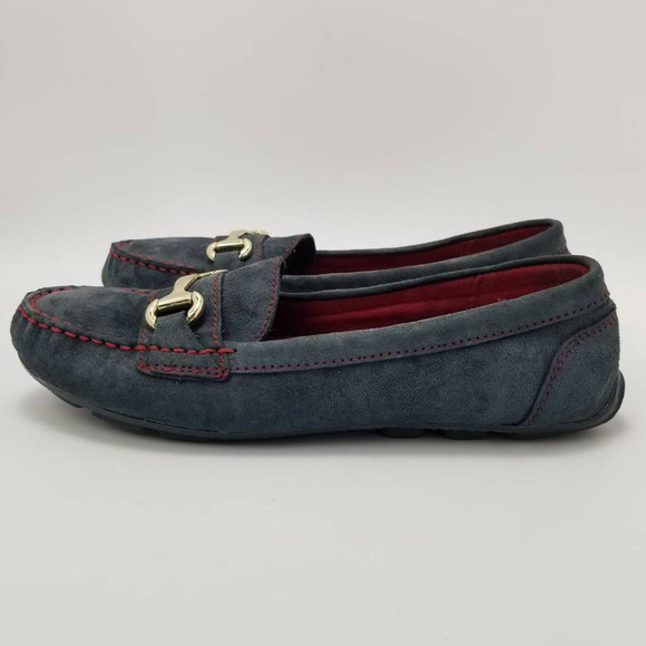 Cynthia Rowley Womens Seeker Driving Loafer Flat Shoes Blue Leather Slip On 9.5M - Picture 2 of 12